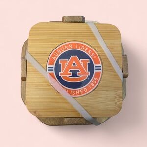 Auburn Tigers 4-Pack Wood Inlay Coaster Set with Holder